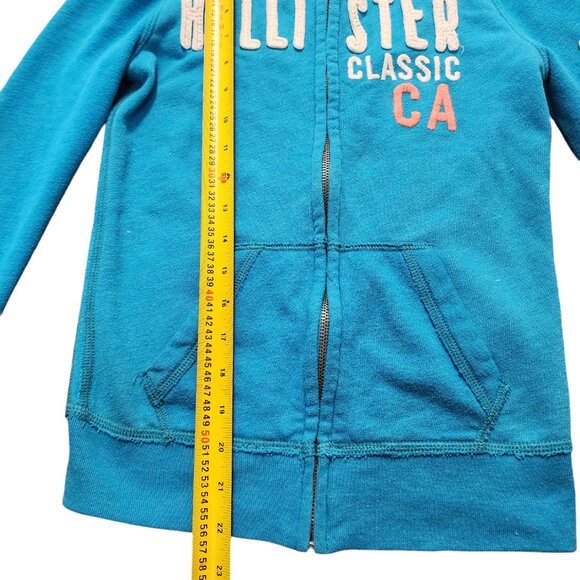 Hollister Women's Size S Blue Logo Graphic Full Zip Hoodie Pockets - Picture 13 of 14